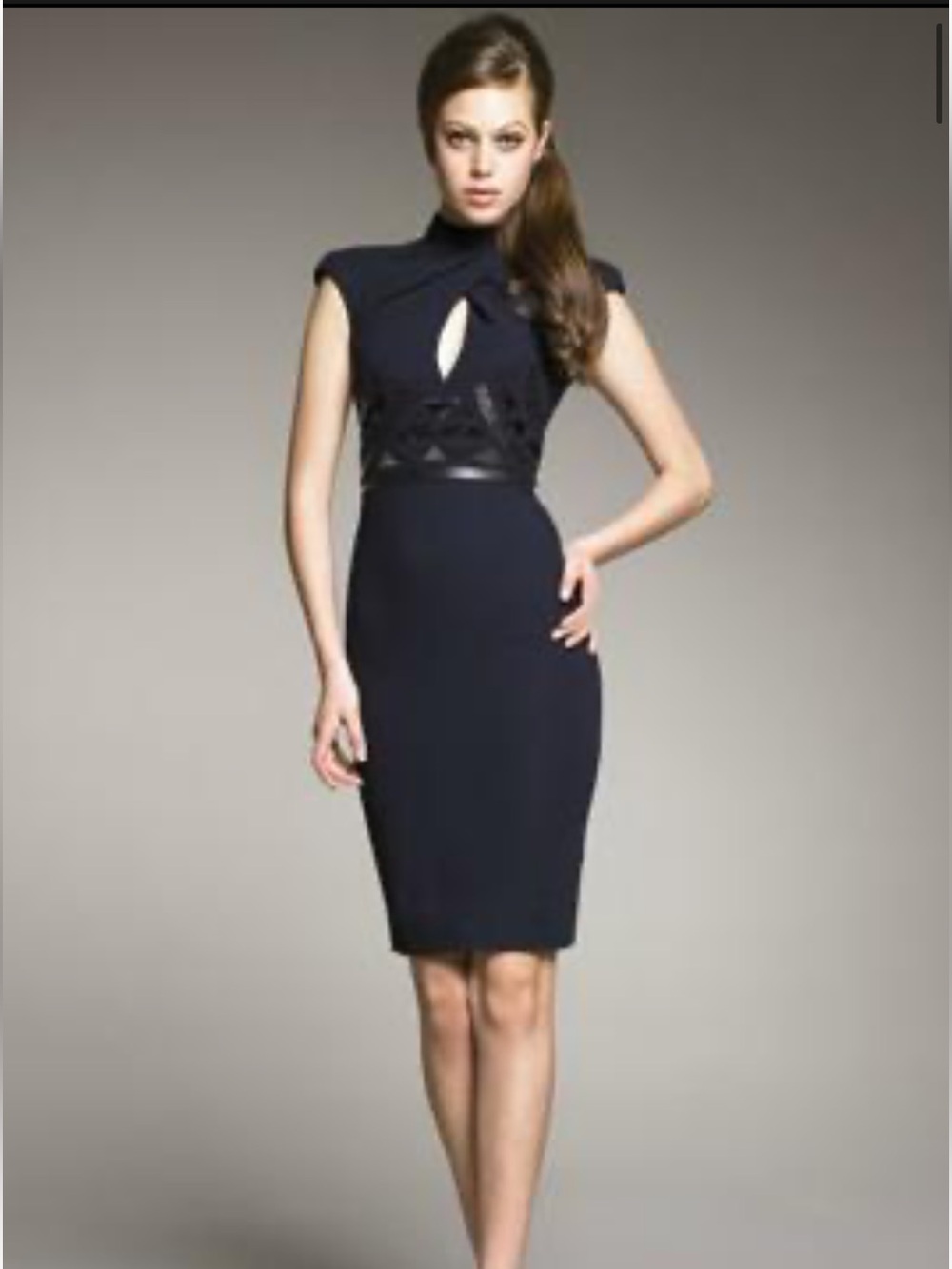 Badgley Mischka navy embellished waist keyhole   Cocktail dress Size 8